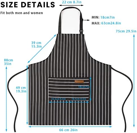 2 Pack Adjustable Bib Apron with 2 Pockets Chef Cooking Kitchen Restaurant Aprons for Women Men - Image 2