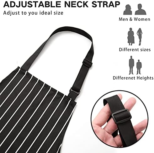 2 Pack Adjustable Bib Apron with 2 Pockets Chef Cooking Kitchen Restaurant Aprons for Women Men - Image 3