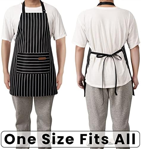 2 Pack Adjustable Bib Apron with 2 Pockets Chef Cooking Kitchen Restaurant Aprons for Women Men - Image 6