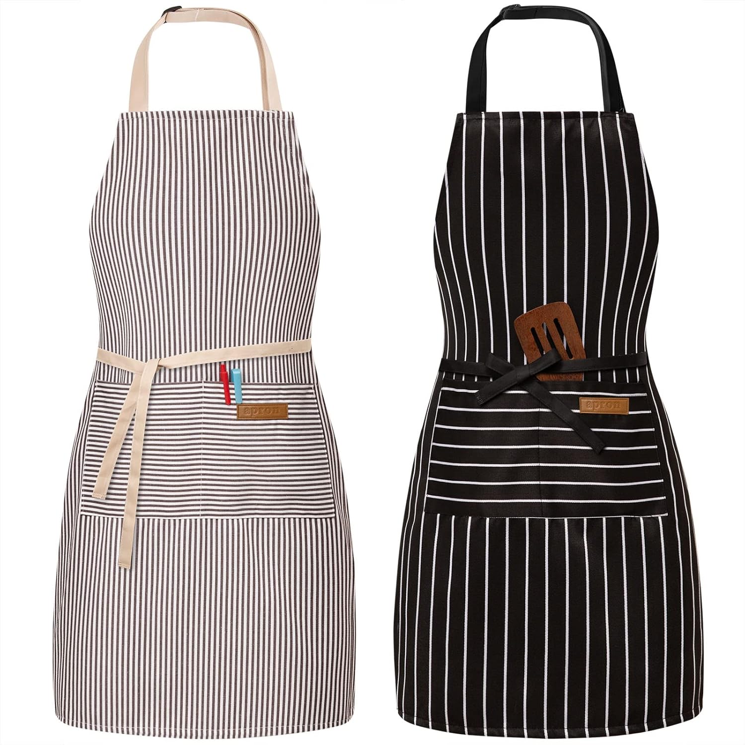 2 Pack Adjustable Bib Apron with 2 Pockets Chef Cooking Kitchen Restaurant Aprons for Women Men - Image 9
