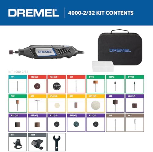 Dremel 4000-2/32 Variable Speed Rotary Tool Kit-Engraver, Polisher, and Sander- Perfect for Cutting, Detail Sanding, Engraving, Wood Carving, and Polising- 2 Attachments & 32 Accessories - Image 3