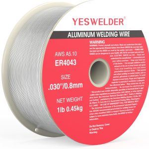 YESWELDER Silicon Aluminum Welding Wire, ER4043 .030-Inch Diameter 1-Pound, Strong ABS Plastic Spool MIG Wire